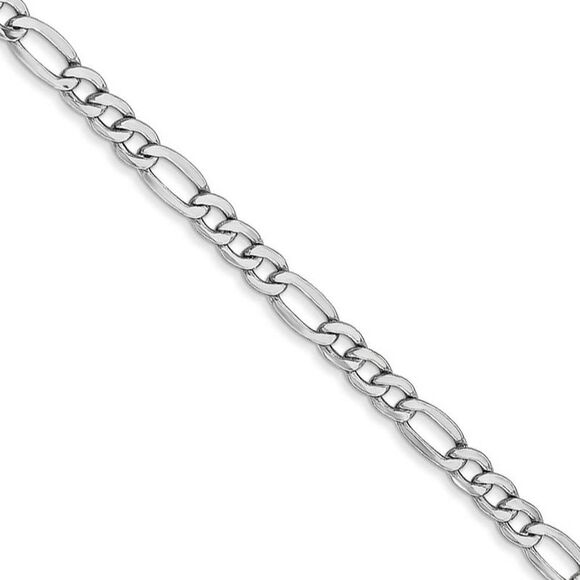 3.5mm 14k White Gold Hollow Figaro Chain Necklace 18 Inch